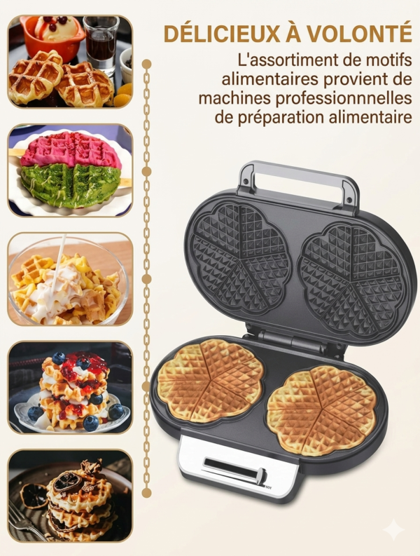 Gaufrier électrique domestique 110-220 V à deux plaques, moule à gâteau électrique, appareil à petit-déjeuner, revêtement antiadhésif pour casseroles