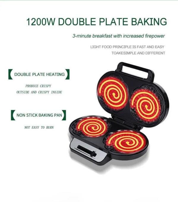Gaufrier électrique domestique 1200w à deux plaques